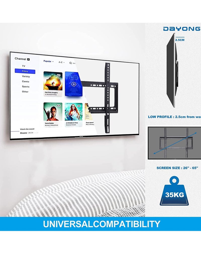 TV Wall Mounts Bracket for 26-65 Inch VESA 400 x 400mm and 35kg Loading Capacity Fixed Mounting Bracket for LED LCD OLED Flat Curved Screen TVs - Image 4
