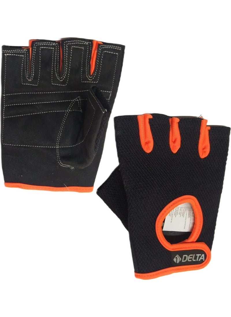 Delta - Force Extra Deluxe Weight Body Dumbbell Barbell Fitness Gloves Orange - Image 1