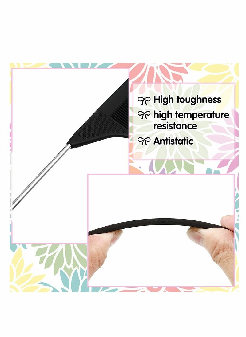 Parting Comb, Distribution Comb for Braids, Rat Tail Comb Pintail Comb Teasing Combs with Stainless Steel Pintail for Hair Styling Hairdressing Slim Handle Design is Easy to Hold