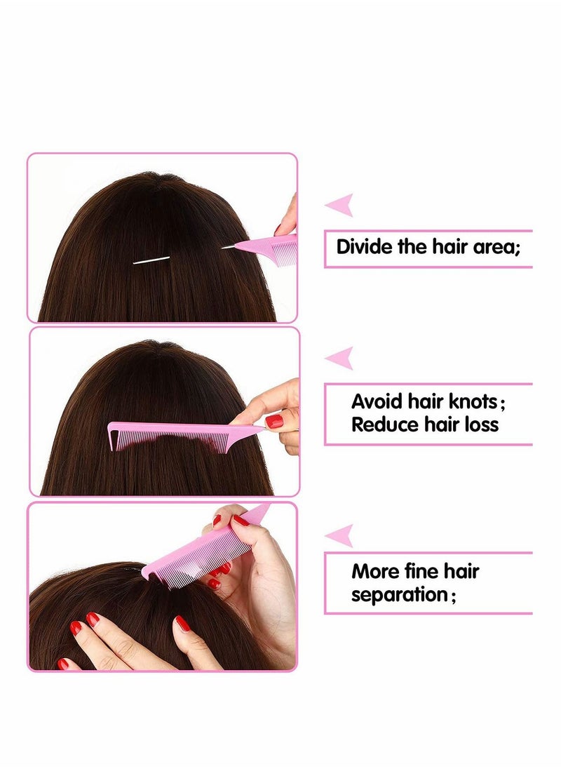 Parting Comb, Distribution Comb for Braids, Rat Tail Comb Pintail Comb Teasing Combs with Stainless Steel Pintail for Hair Styling Hairdressing Slim Handle Design is Easy to Hold