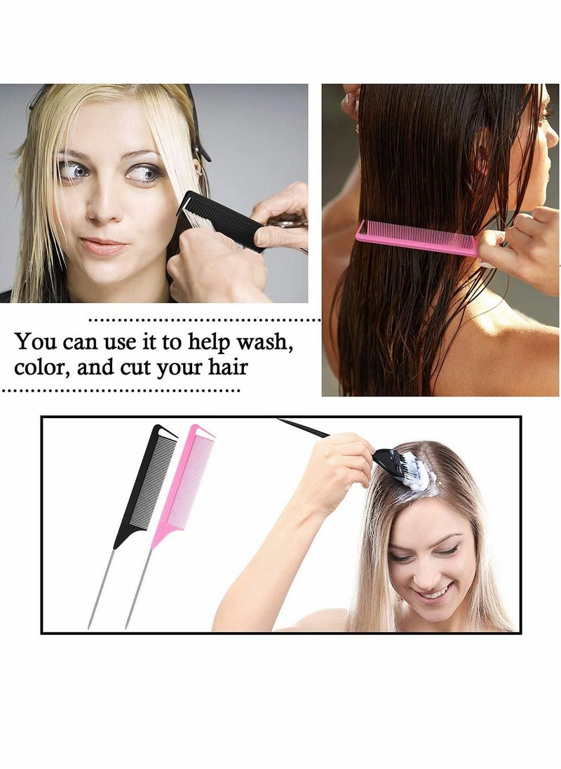 Parting Comb, Distribution Comb for Braids, Rat Tail Comb Pintail Comb Teasing Combs with Stainless Steel Pintail for Hair Styling Hairdressing Slim Handle Design is Easy to Hold