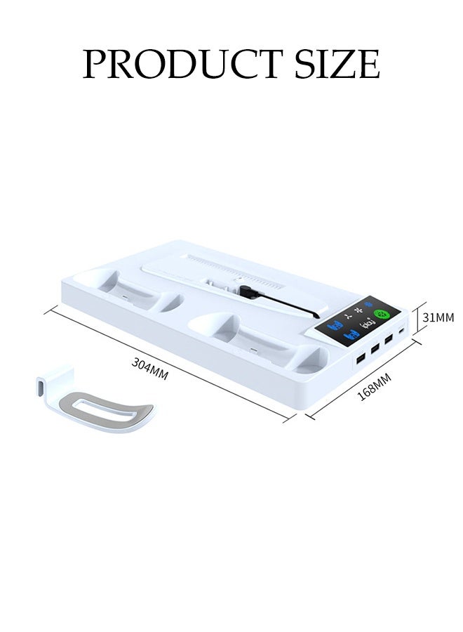 DUNISO PS5 Stand with Cooling Station Dual Controller Charging Station 3-Level Speeds Cooling Fan PS5/Slim/Pro Cooling Charger Stand with Headphone Hook Storage PS5 Accessories Vertical Stand - Image 4