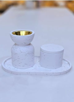 Damanhoor Damanhoor Charcoal Incense Burner Bakhoor Burner Oud Frankincense Resin Incense Burner With Storage And Small Tray for Yoga Spa and Aromatherapy Office & Home Decor 