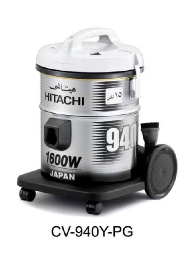 هيتاشي مكنسة كهربائية سعة 15 لتر 15 L 1600 W Cv-940Y البلاتين الرمادي - Image 1