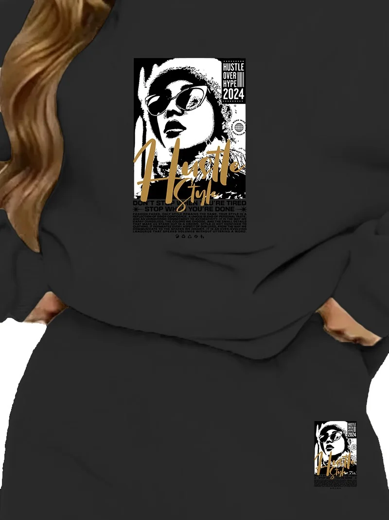 دوغ فش Tracksuit Set Icehell Printed Plus Size Bottom Top Set