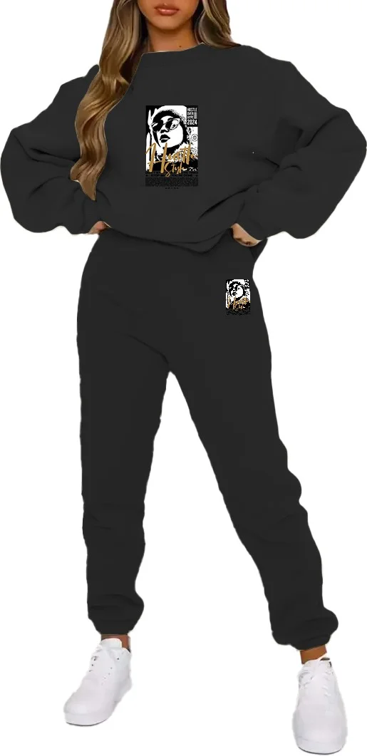 دوغ فش Tracksuit Set Icehell Printed Plus Size Bottom Top Set