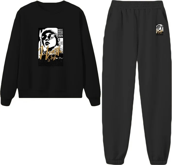 دوغ فش Tracksuit Set Icehell Printed Plus Size Bottom Top Set