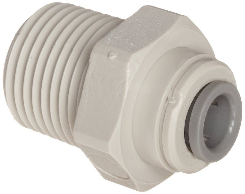 John Guest Acetal Copolymer Tube Fitting, Straight Adaptor, 1/4" Tube OD x 1/8" NPTF Male (Pack of 10) - Image 1