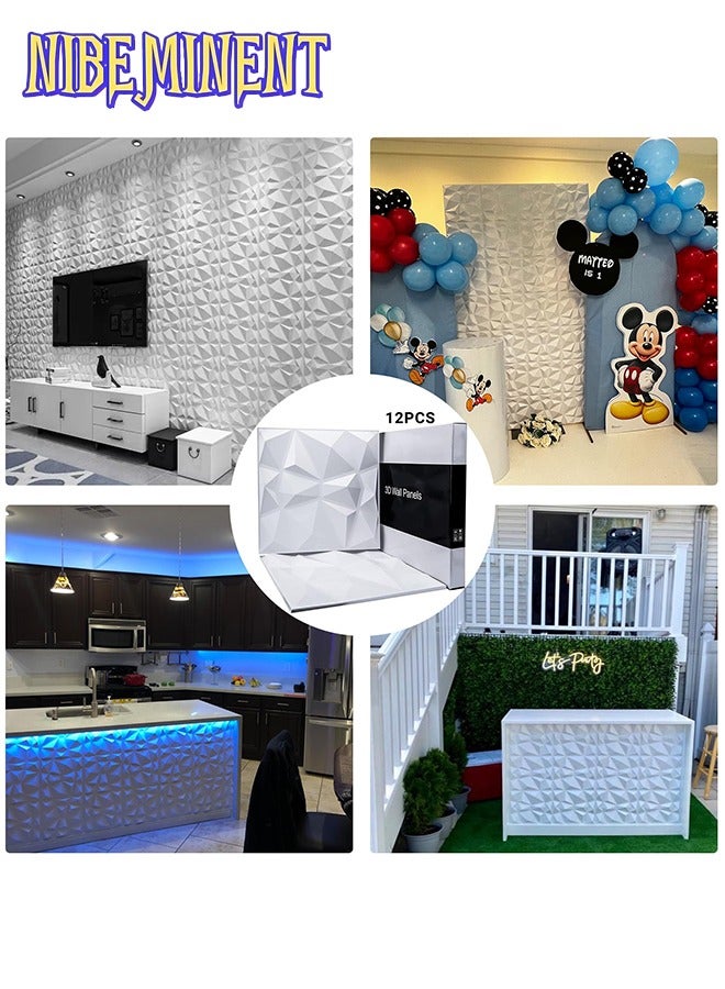 NIBEMINENT Decorative 3D Wall Panels in Diamond Design, PVC 3D Wall Panel Diamond, 3D Textured Wall Panels, for Interior Wall Decor Matt White (16 Pack) (White-30 * 30cm) - Image 5