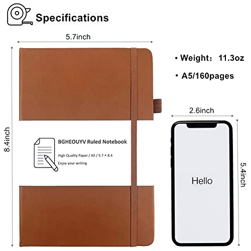 BGHEOUYV Notebook Journal, College Ruled Notebook Lined A5 160 Pages,Hard Cover Journals for Writing, Notebooks for Work Office School Women Men,5.7 inches x 8.4 inches(Brown) - Image 2