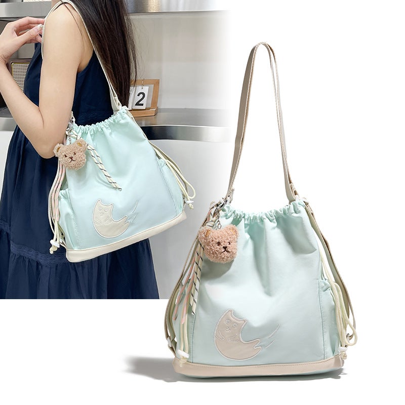 2026 Embroidered Bear Waterproof Casual Crossbody Bucket Bag - Image 2