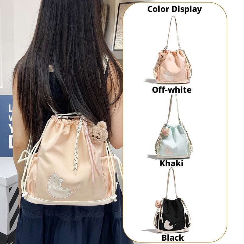 2026 Embroidered Bear Waterproof Casual Crossbody Bucket Bag - Image 3
