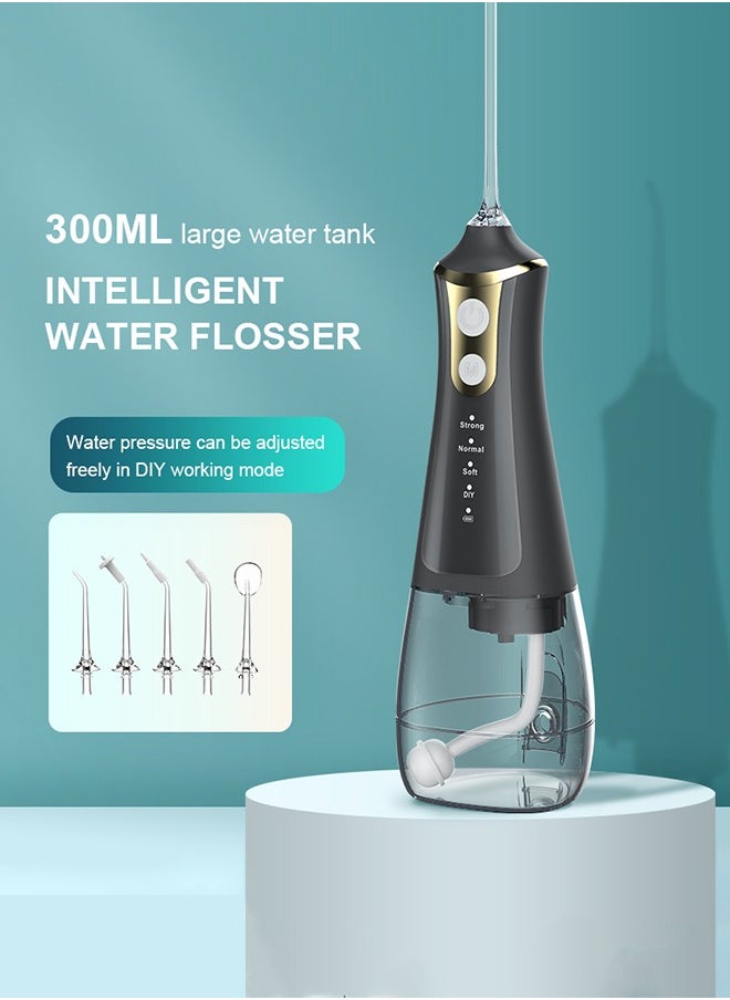Luttec Cordless Water Flosser Teeth Cleaner, 300ML Cleanable Water Pick Teeth Water USB C 1500 mAh Rechargeable Oral Irrigator IPX6 Waterproof, 4-Mode Dental Water Flosser with 5 Jet Tips for Home,Travel  - Image 2