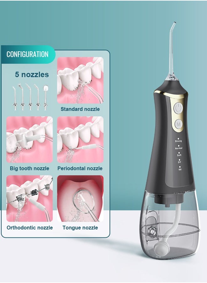 Luttec Cordless Water Flosser Teeth Cleaner, 300ML Cleanable Water Pick Teeth Water USB C 1500 mAh Rechargeable Oral Irrigator IPX6 Waterproof, 4-Mode Dental Water Flosser with 5 Jet Tips for Home,Travel  - Image 5