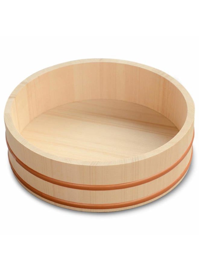 Kichgather 13 Inch Wooden Sushi Rice Bowl Hangiri Sushi Oke Rice Mixing Tub - Image 1