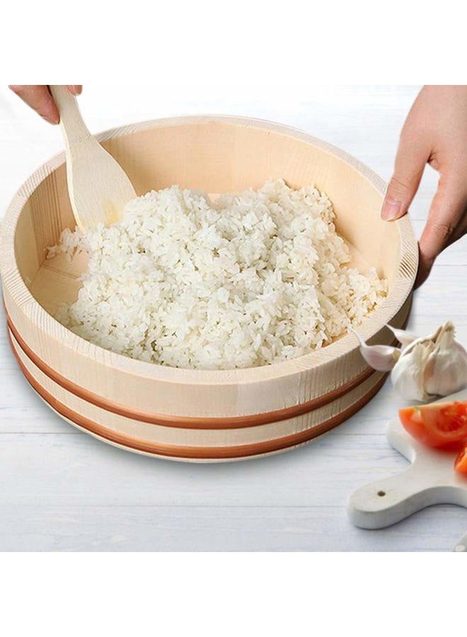 Kichgather 13 Inch Wooden Sushi Rice Bowl Hangiri Sushi Oke Rice Mixing Tub - Image 5
