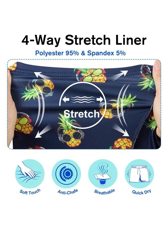 Cozople Men's Compression Liner Swim Trunks Pineapple wear Glasses Funny Print Bathing Suits Quick Dry Waterproof Boxer Brief Lined Bathing Suit Army Green L - Image 5