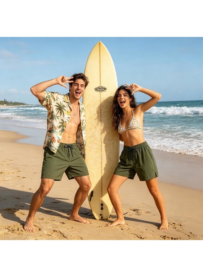 Cozople Men's Compression Liner Swim Trunks Pineapple wear Glasses Funny Print Bathing Suits Quick Dry Waterproof Boxer Brief Lined Bathing Suit Army Green L - Image 3