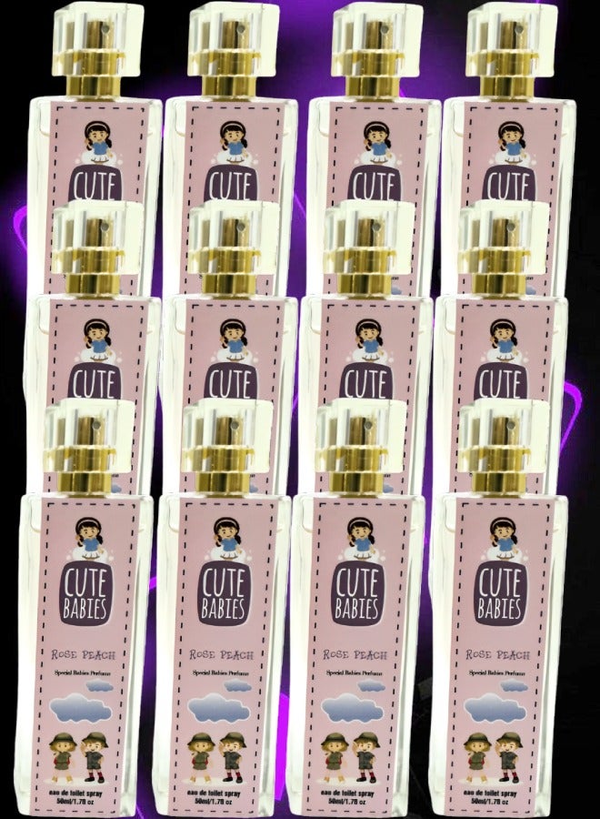 Cute 12 Pieces Babies Rose Peach Perfume 50ml EDT - Image 1