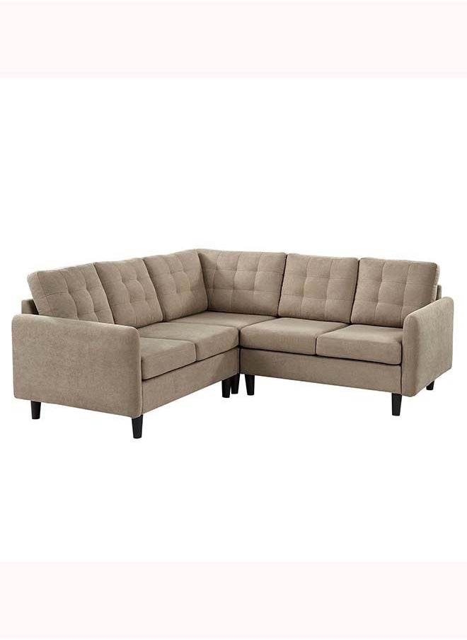 FSH Furniture - Rivers Khaki Velvet Sectional Couch Beige 215x215x85 cm - Image 1