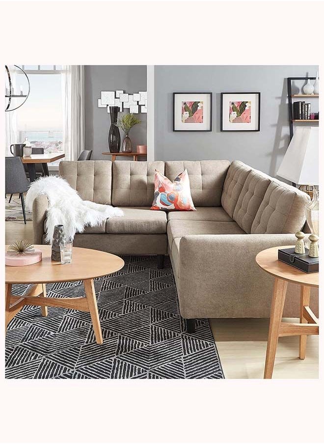 FSH Furniture - Rivers Khaki Velvet Sectional Couch Beige 215x215x85 cm - Image 1