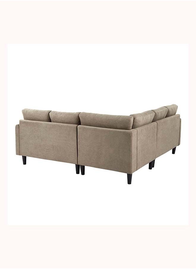 FSH Furniture - Rivers Khaki Velvet Sectional Couch Beige 215x215x85 cm - Image 1