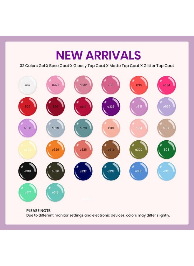 beetles Gel Polish - Beetles Gel Nail Polish Set 36 PCS- Spring Gel Polish 32 Colors with Base Top Coat Soak off U V Nail Gel Burgundy Red Pink Green Blue Purple Black White Gel Polish Set Valentines Day Gifts for Women - Image 1