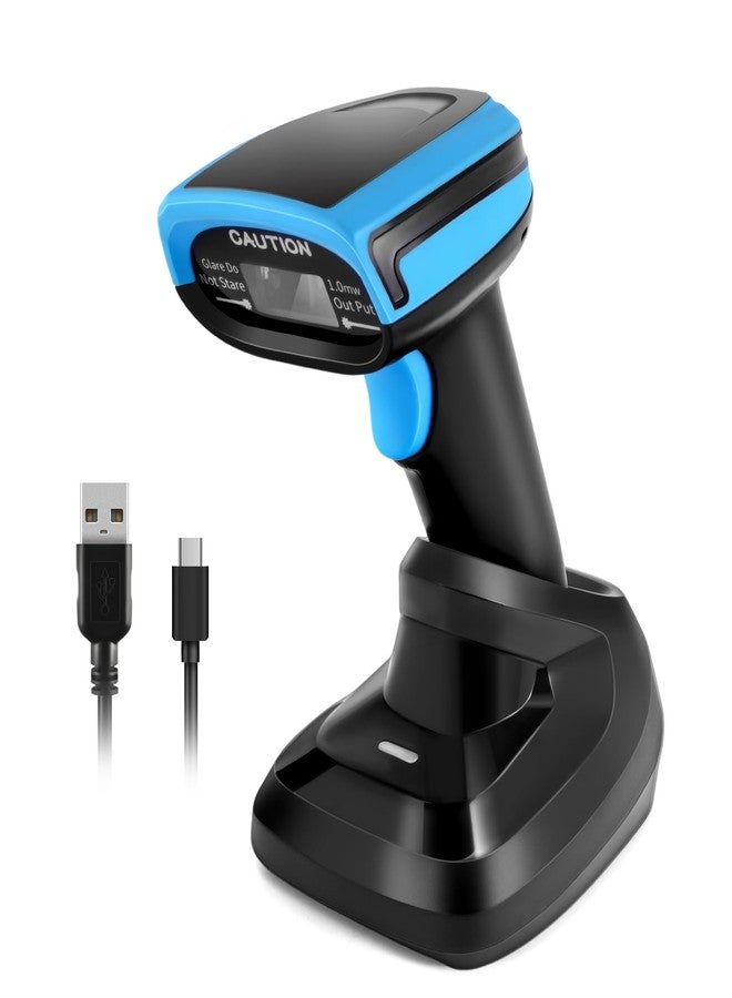JRHC Barcode Scanner Wireless, 1D Laser Barcode Reader with Stand 2.4G Wireless & USB Wired Connection 2 in 1 Plug and Play Handheld Bar Code Scanners - Image 1