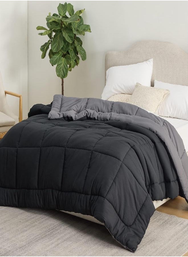 Bedsure Bedsure King Comforter Duvet Insert - Down Alternative Black/Grey Comforter King Size, Quilted All Season Duvet Insert King Size with Corner Tabs  - Image 3