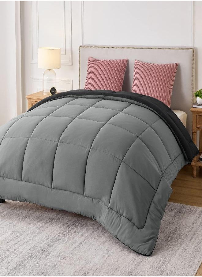 Bedsure Bedsure King Comforter Duvet Insert - Down Alternative Black/Grey Comforter King Size, Quilted All Season Duvet Insert King Size with Corner Tabs  - Image 2