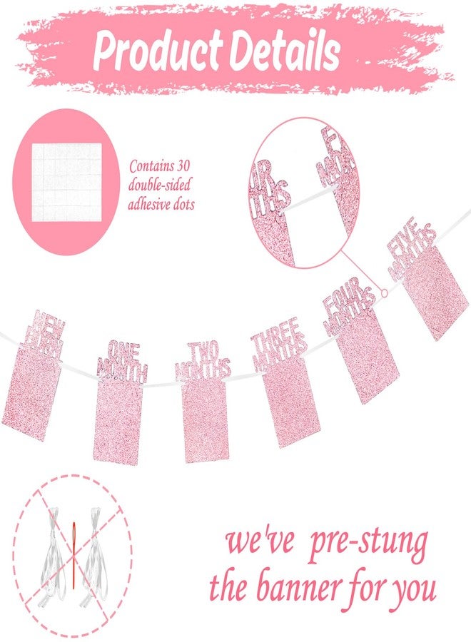 وولاين لافتة صور عيد الميلاد الأول من Whaline للأطفال حديثي الولادة وحتى عمر 12 شهرًا، زينة صور شهرية، زينة احتفال عيد الميلاد الأول (ذهبي وردي) - Image 3