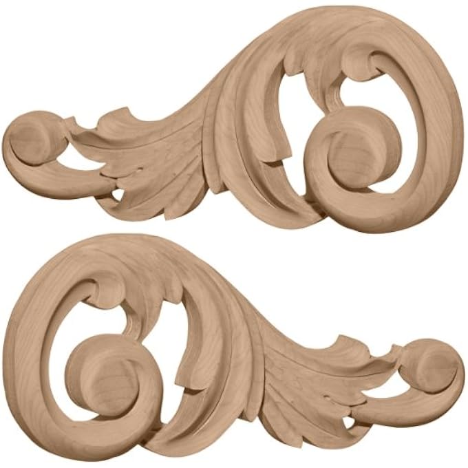 ONL07X03X01SWAL EACH SIDE SMALL SWAYING SCROLLS PAIR, 7 1/8-INCH X 3 1/8-INCH X 5/8-INCH, ALDER - Image 1