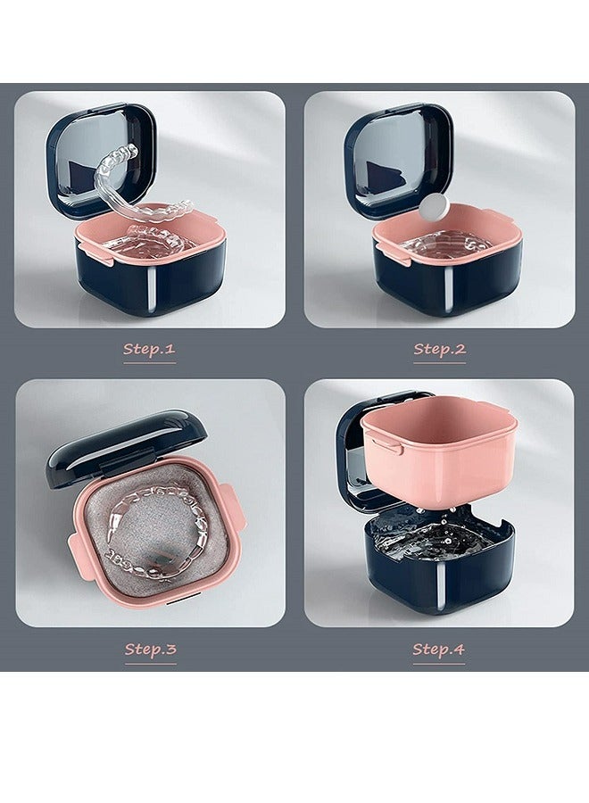 Westwood Soak Box Denture Organizer Invisible Braces Teeth Organizer Cleaning Box  Storage Soaking Container with Strainer Basket - Image 5