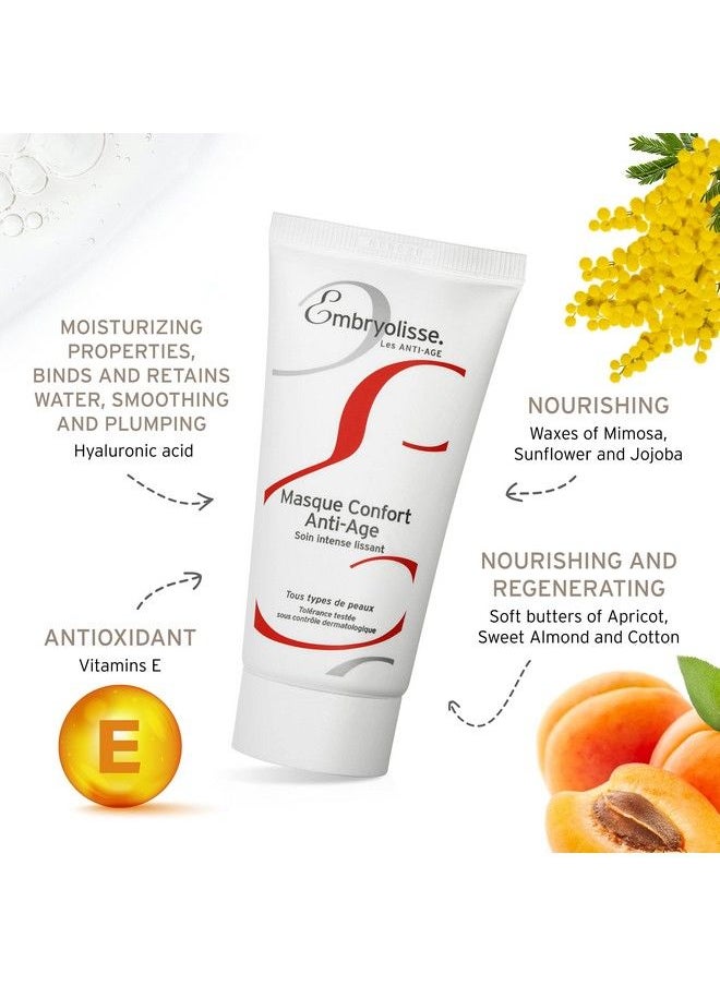 Embryolisse Antiage Comfort Mask 2.03 Fl. Oz. Hyaluronic Acid & Vitamin E Night Face Mask For Women Natural & Organic Anti Wrinkle Cream Paraben Free Lotion  - Image 5