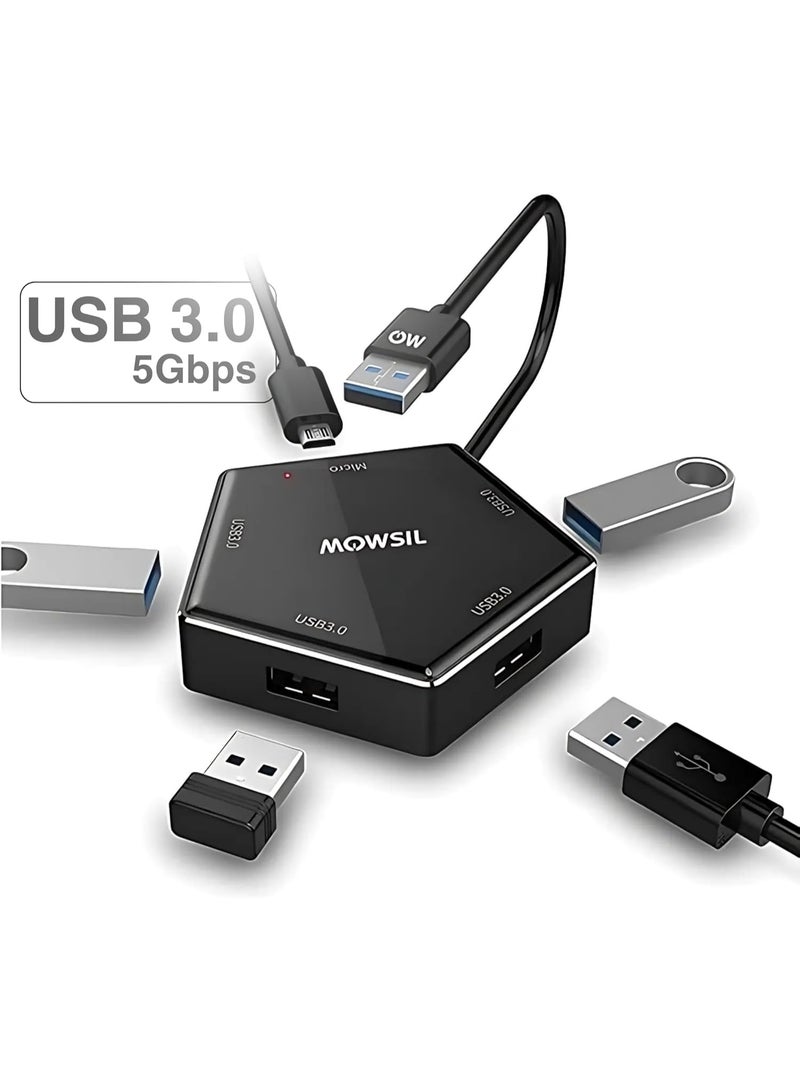 Mowsil 4 Port USB Hub,4*USB A 4 Ports - Image 2