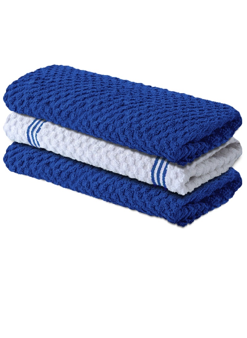 Infinitee Xclusives - Infinitee Xclusives Premium Kitchen Towels – Pack of 3, 100% Cotton (15 x 25 Inches) 38cm x 64cm Absorbent Dish Towels - 425 GSM Tea Towel, Terry Kitchen Dishcloth Towels- Blue Dish Cloth for Household Cleaning - Image 1