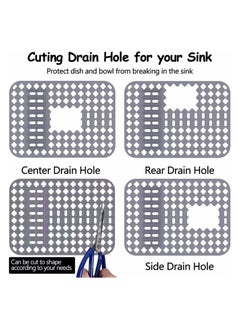 KASTWAVE Dish Drying Mats, Gray, 15.7"" x11.4"" Kitchen Sink Mat and protector, DIY Cuttable Holes Sink Pad Accessory Soft Silicone Dish Drying Mats Non-Slip Heat Resistant  - Image 2