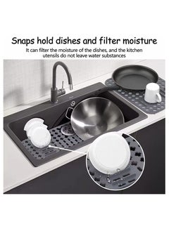 KASTWAVE Dish Drying Mats, Gray, 15.7"" x11.4"" Kitchen Sink Mat and protector, DIY Cuttable Holes Sink Pad Accessory Soft Silicone Dish Drying Mats Non-Slip Heat Resistant  - Image 4