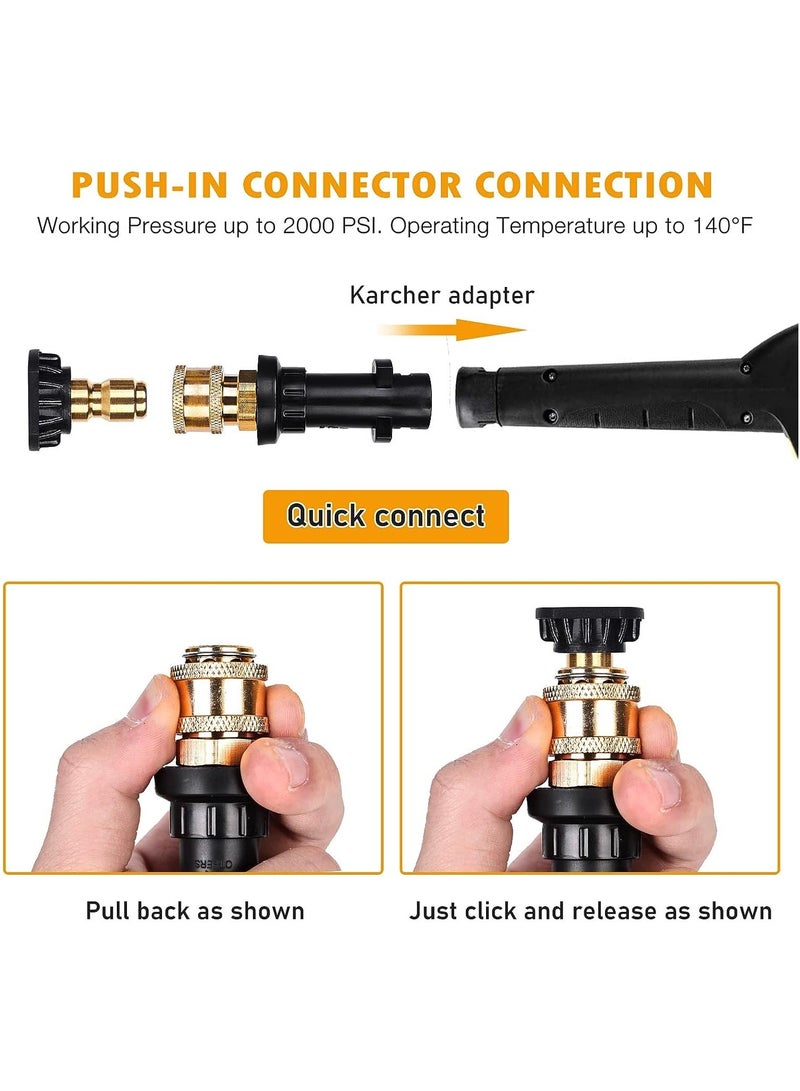 Brass Pressure Washer Gun Adapter A Quarter Inch Quick Connect Adapter Fitting For Karcher K2 To K7 Series Pressure Washer Adapter With 5 Power Washer Spray Nozzle Tips Multiple Degrees - Image 4