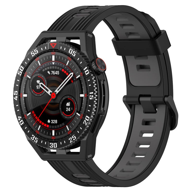 AWADUO حزام سيليكون ناعم 22 مم متوافق مع ساعة هواوي GT3 SE - سوار بديل متين (أسود) - Image 2