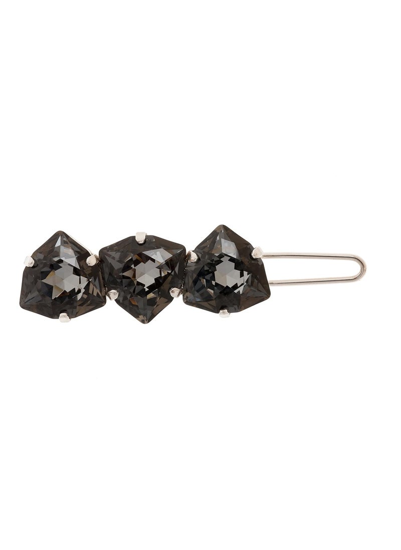 L. Erickson L Erickson Triple Crystal Tige Boule Barrette  Silver NightSilver 