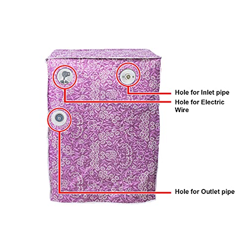 Classic® Front Load Washing Machine Cover Suitable for LG 8.5 Kg, 9 Kg, 9.5 Kg, 10 Kg, 10.5 Kg, 11 Kg, 11.5 Kg, 12 Kg (72cmsX63cmsX81cms, Purple Flower) - Image 5
