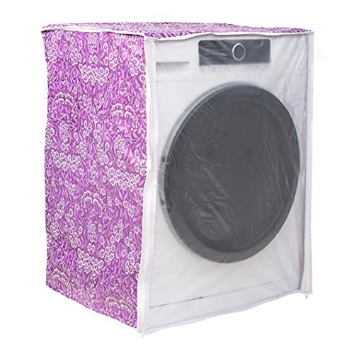 Classic® Front Load Washing Machine Cover Suitable for LG 8.5 Kg, 9 Kg, 9.5 Kg, 10 Kg, 10.5 Kg, 11 Kg, 11.5 Kg, 12 Kg (72cmsX63cmsX81cms, Purple Flower) - Image 1