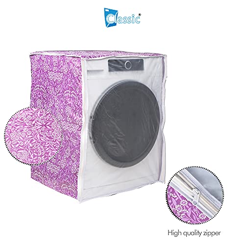 Classic® Front Load Washing Machine Cover Suitable for LG 8.5 Kg, 9 Kg, 9.5 Kg, 10 Kg, 10.5 Kg, 11 Kg, 11.5 Kg, 12 Kg (72cmsX63cmsX81cms, Purple Flower) - Image 4