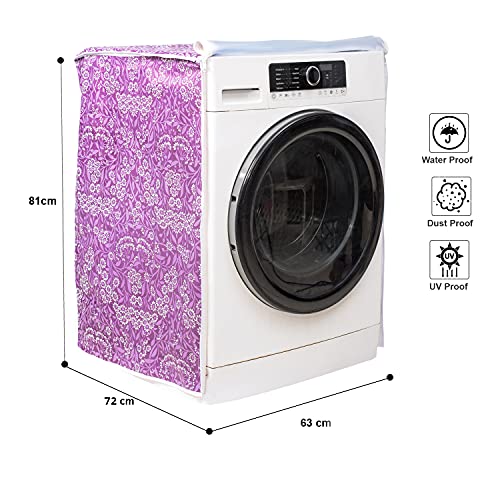 Classic® Front Load Washing Machine Cover Suitable for LG 8.5 Kg, 9 Kg, 9.5 Kg, 10 Kg, 10.5 Kg, 11 Kg, 11.5 Kg, 12 Kg (72cmsX63cmsX81cms, Purple Flower) - Image 3