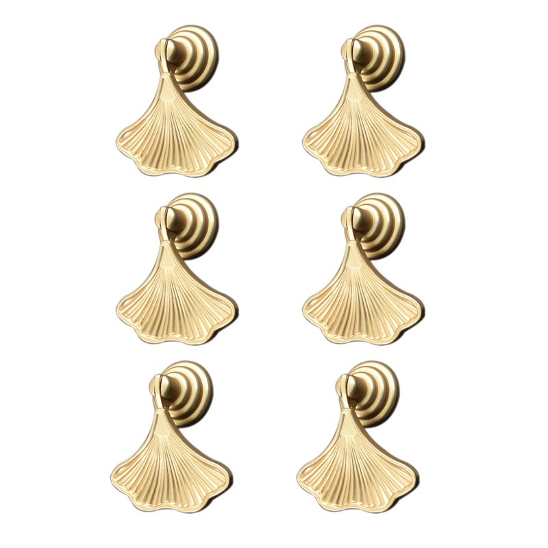 MOROBOR Ginkgo Leaf Shape Knob Handles 6pcs Golden Drop Pendant Pull Handle Hardware Drawer Single Hole Handle Leaf Pulls for Wardrobe Cupboard Closets Cupboard