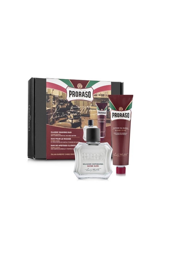 بروراسو مجموعة الحلاقة الثنائية الكلاسيكية المغذية لتركيبة اللحية الخشنة مع أنبوب كريم الحلاقة وبلسم ما بعد الحلاقة - Image 1