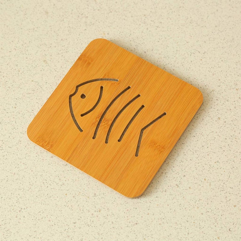 SIYANSHU SIYANSHU Natural Bamboo Trivets for Hot Dishes - SIYANSHU Slip Heat Resistant Multifuntion Kitchen Hot Pads Tool for Bowl Mats, Dish Mats, Placemats, and Drink Coasters (Pack of 4(Small), Wooden)  - Image 4
