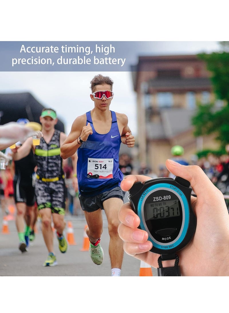 Sports Stopwatch Timer Digital Stop Watch Referee Handheld ABS Interval Training Timer Outdoor Digital Timer with Lanyard for Training Swimming Running Exercise Equipment