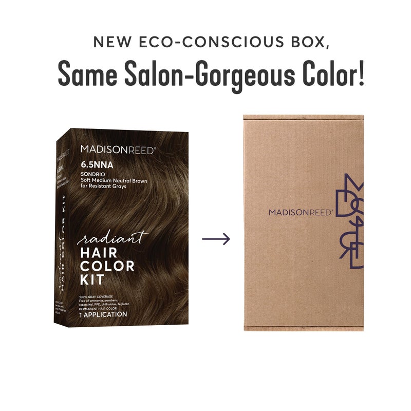 Madison Reed Radiant Hair Color Kit | 6.5NNA Medium Neutral Brown (Sondrio) 100% Maximum Gray Hair Coverage | Salon-Quality Permanent Hair Dye for Resistant Grays | PPD-Free & Ammonia-Free |1 Pack - Image 2
